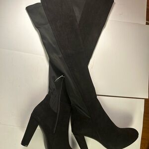 CYBLING Woman Thigh-High Sexy Pointed Toe Boots Wide